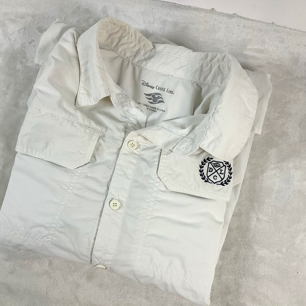Disney Cruise Line nylon mens XXL work fish sun shirt double pocket‎ button up